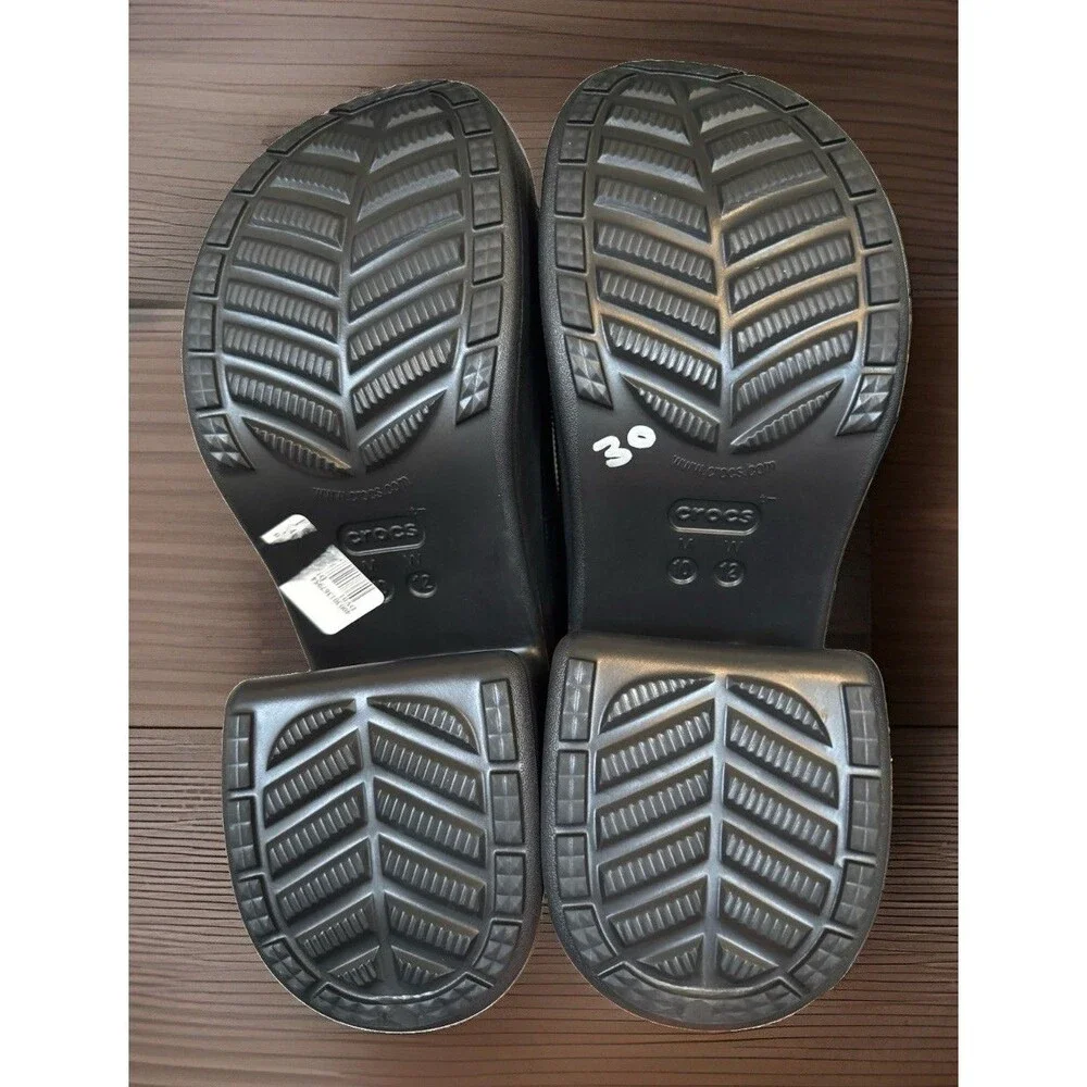 Crocs Siren Clog Men 10 Women 12 Black Platform Heeled Mule 208547-001 Shoe **